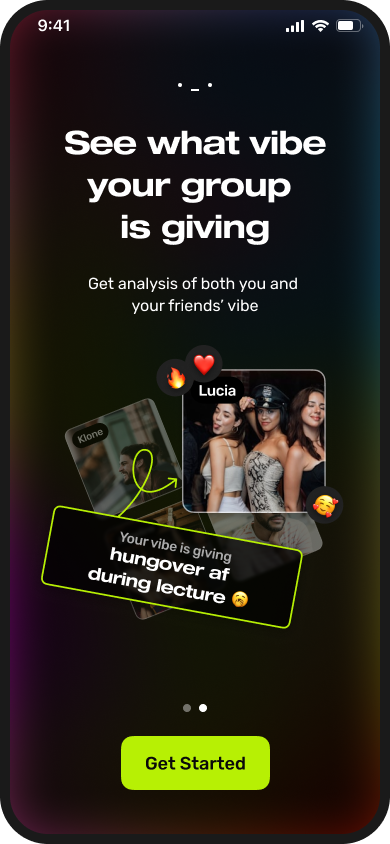 Second introduction screen: see what vibe your group is giving.